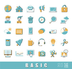 Collection of flat line universal icons. Vector illustration