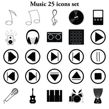 Music 25 simple icons set