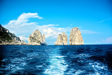 Fototapeta na wymiar Capri island, famous Faraglioni rocks, Italy