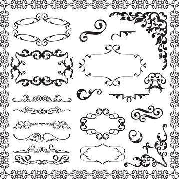 Victorian swirl elements set