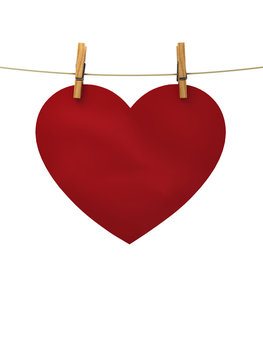 red heart hanging on a string pinned clothespins, a concert for