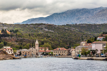 Fototapeta na wymiar Port And Church In Jablanac Village, Croatia