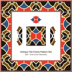 Antique tile frame pattern set_228 Oval Curve Geometry