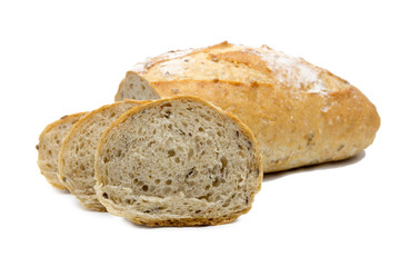 Whole wheat bread, isolated on white background