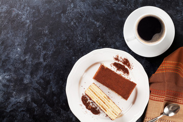 Tiramisu dessert and coffee