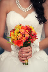 gentle bridal bouquet in hands