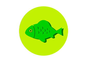 Green fish icon on white background