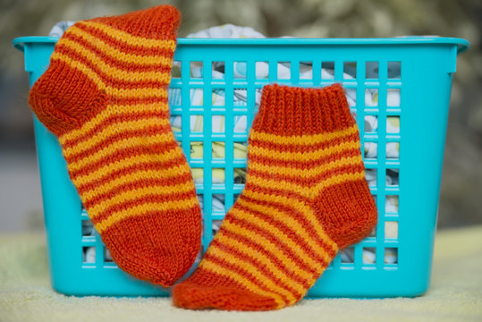 socks knitted for the baby