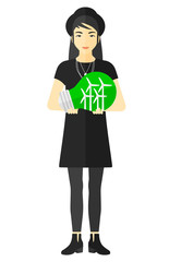 Woman with lightbulb and windmills inside.