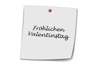 Fröhlicher valentinstag written on a memo