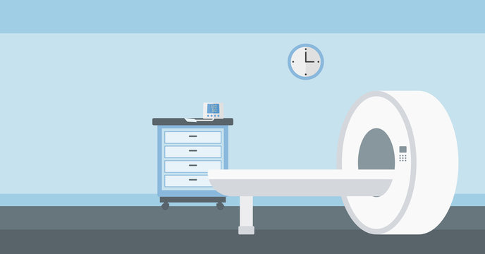Background of hospital room with MRI machine.