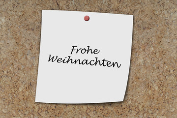 frohe weihnachten written on a memo