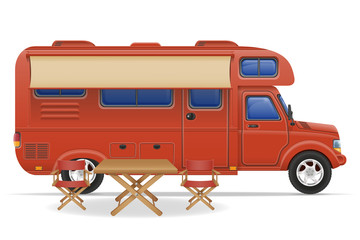 car van caravan camper mobile home vector illustration