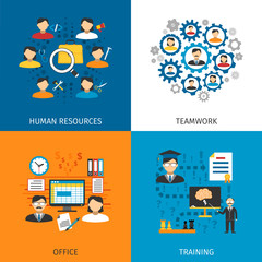 Human Resources Concept 4 Flat Icons 