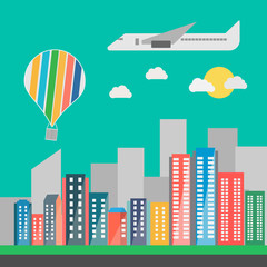 Modern vibrant city in vector graphics