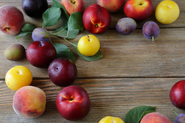 Naklejka na ściany i meble summer fruits on wooden boards