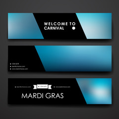 Set of modern design banner template in Mardi Gras style