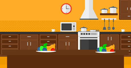 Background of kitchen with appliances.