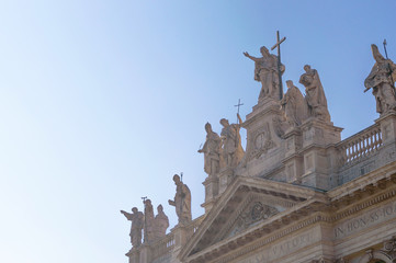Statues of Jesus Christ with saints on the top of the basilica of St John Lateran