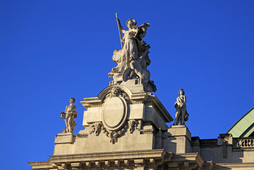 Fototapeta premium PARIS, FRANCE -18 DECEMBER 2011: Architectural details of Grand Palais des Champs-Elysees in Paris, France