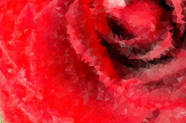 Bright red polygonal rose. Mosaic background, vector abstract illustration, creative business design templates. Low Poly. Endlessly repeating shapes.