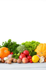 Organic vegetables and fruits.