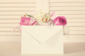 Basket of flowers and envelope
