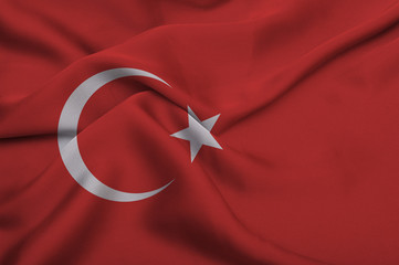 Obraz premium Turkey Flag on silk background