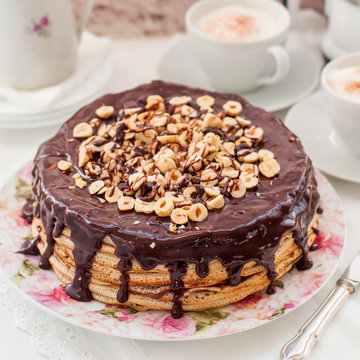 Chocolate and Hazelnut Crepe Cake