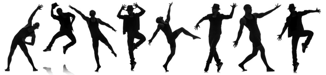 Fototapeta na wymiar Silhouettes of dancers in dancing concept