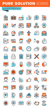 Thin line web icons for business, office, communication, online support, social media, networking, digital marketing, for websites and mobile websites and apps.