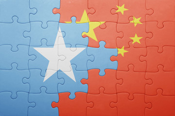 puzzle with the national flag of china and somalia
