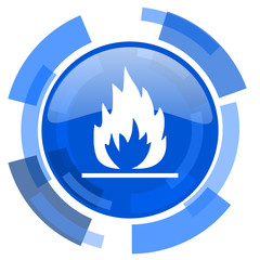 flame blue glossy circle modern web icon