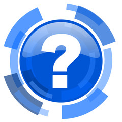 question mark blue glossy circle modern web icon