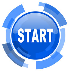 start blue glossy circle modern web icon