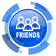 friends blue glossy circle modern web icon