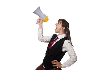 Funny nerd student isolated on white