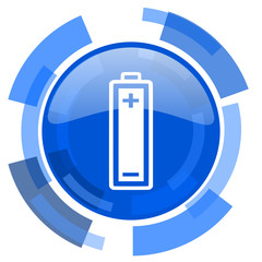 battery blue glossy circle modern web icon