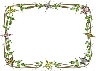 Vector illustration of a frame with floral ornament in vintage style on a white background.