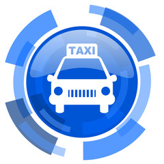 taxi blue glossy circle modern web icon