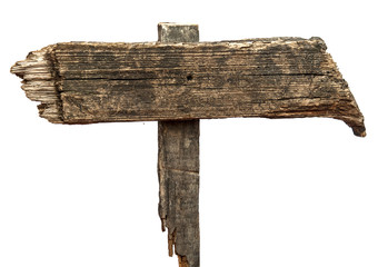Old weathered wood sign isolated on a white background