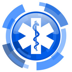 emergency blue glossy circle modern web icon
