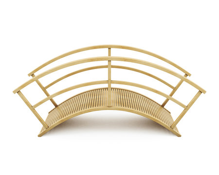 Wooden Bridge Isolated On A White Background. 3d Rendering