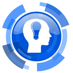 head blue glossy circle modern web icon