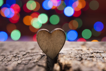 Fototapeta premium wooden heart on wooden background. Valentine's day.