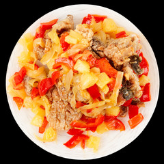 Deep fried carp in sweet-sour sauce, isolated