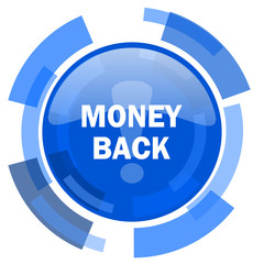 money back blue glossy circle modern web icon