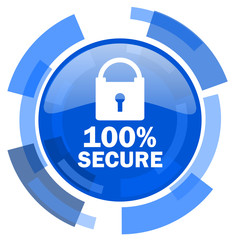 secure blue glossy circle modern web icon