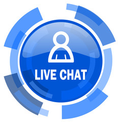 live chat blue glossy circle modern web icon