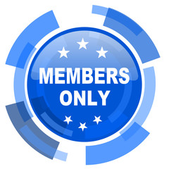 members only blue glossy circle modern web icon